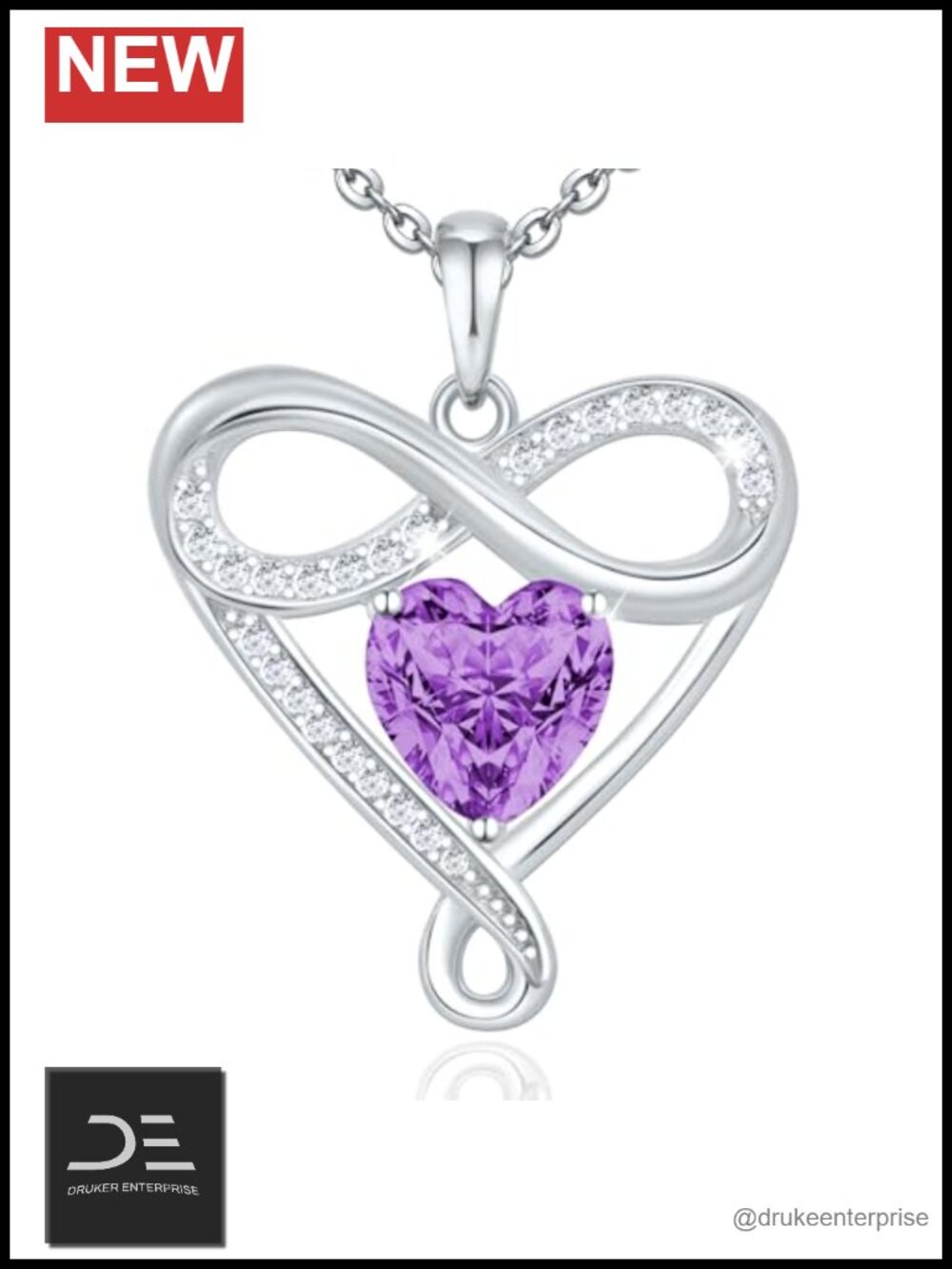 925 Sterling Silver Infinite Love Heart Pendant Necklace for Women